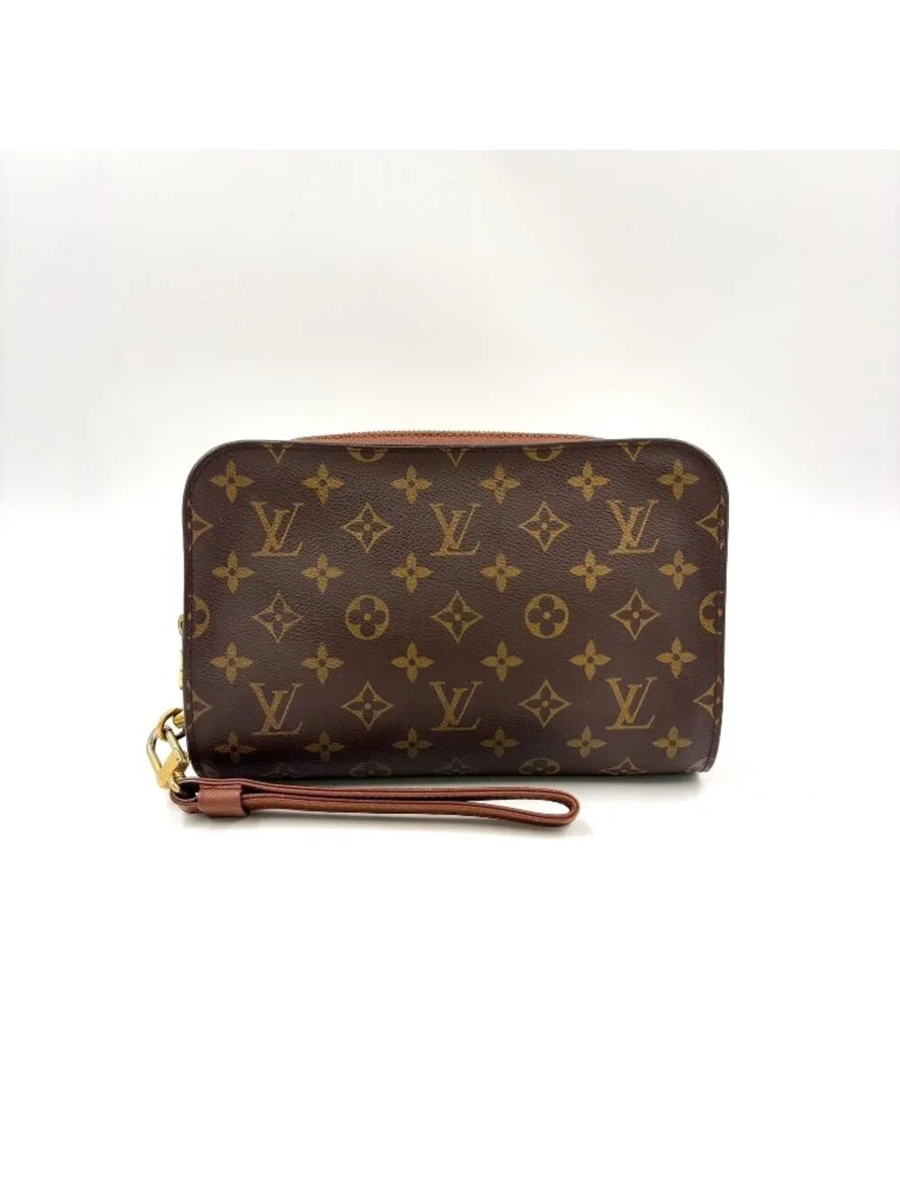 Louis Vuitton Orsay Monogram Leather Brown Light Clutch Gold